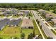 Picturesque aerial view of a residential neighborhood with a pond at 3260 Casa Del Rey Ave, Kissimmee, FL 34746