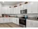 Modern kitchen featuring white cabinets, granite countertops, and stainless steel appliances at 3260 Casa Del Rey Ave, Kissimmee, FL 34746