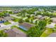 High-angle view of homes in a neighborhood with lush greenery, well-maintained lawns, and orderly streets at 3604 Corsica Ln, Clermont, FL 34711