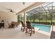 Relaxing screened patio overlooks the pool and lush backyard at 4210 Arlington Ridge Blvd, Leesburg, FL 34748