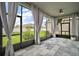 Enclosed tiled patio with views of the backyard, providing a serene outdoor living space at 9153 Carmela Ave, Davenport, FL 33897