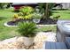 Landscaped tropical plantings and a hot tub at 1007 Cr 463B, Lake Panasoffkee, FL 33538