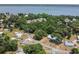 Aerial view of homes nestled in a vibrant, tree-filled neighborhood near a scenic lake at 1048 Cr 452A, Lake Panasoffkee, FL 33538