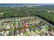 Aerial view of a neighborhood of single-Gathering homes nestled amidst lush greenery and a large lake at 10927 Se 168Th Loop, Summerfield, FL 34491