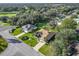 Aerial shot highlighting a home with mature trees, lush landscaping, and neighborhood street views at 13700 Se 90Th Ct, Summerfield, FL 34491