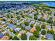 An aerial view of a residential area with houses, streets, trees, and a golf course in the background at 1419 Arbor Trl, The Villages, FL 32162