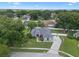 Aerial view of the property nestled in a community surrounded by mature trees with a long driveway at 14708 Timucua Pl, Clermont, FL 34711