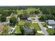 An aerial view of the property, highlighting the backyard, fencing, shed and proximity to neighboring properties at 15828 Se 98Th Ter, Summerfield, FL 34491