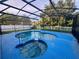Screened-in pool and jacuzzi with outdoor space for relaxation and entertaining at 2122 Waseca Ln, Leesburg, FL 34748