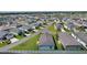Expansive aerial view of a well-planned community featuring neatly arranged single-story homes with green lawns at 3283 Dawn Pl, The Villages, FL 32163
