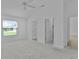 Spacious main bedroom featuring an ensuite bathroom, walk-in closet, ceiling fan, and neutral carpeting at 3283 Dawn Pl, The Villages, FL 32163