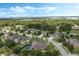 Wide aerial showcases a neighborhood dotted with houses, green spaces, and a glimpse of a distant body of water at 4018 Chandler Estates Dr, Apopka, FL 32712