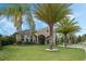 Inviting home exterior showing a lush green lawn and manicured landscaping with beautiful palm trees at 4018 Chandler Estates Dr, Apopka, FL 32712