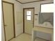 Utility/mud room with exterior door, window, built-in countertop and cabinets at 432 Santa Fe E Rd, Tavares, FL 32778
