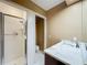 Bathroom features marble countertops, enclosed shower and tiling at 504 Banning Beach Rd, Tavares, FL 32778