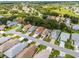 A high-angle aerial showcasing the property's placement within a vibrant neighborhood at 5507 Laver St, Leesburg, FL 34748