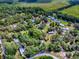 An aerial view showcases a home amid verdant trees, with views of a river or lake at 6731 Lake Griffin Rd, Lady Lake, FL 32159
