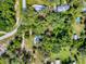 Aerial view of a residential property surrounded by mature trees and bordered in red at 6731 Lake Griffin Rd, Lady Lake, FL 32159