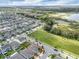 A high angle view showcasing the property's location in a neighborhood near a nature preserve with lake at 9380 La Salle St, Groveland, FL 34736