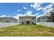 The home features a large backyard, privacy fence, and covered patio at 1138 Calico Pointe Cir, Groveland, FL 34736