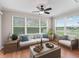 Cozy sunroom is filled with natural light, featuring comfortable seating and tranquil views at 1948 Harston Trl, The Villages, FL 32162
