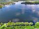 Aerial view of a large lake with surrounding green landscaping and neighborhood at 2815 Spyglass Cv, Longwood, FL 32779