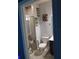 Clean bathroom with glass enclosed shower, toilet and decorative wall art at 418 Winter Bliss Ln, Mount Dora, FL 32757