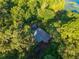 Aerial view of a house with a metal roof nestled among lush, green trees at 54544 Buckhorn Rd, Astor, FL 32102