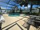 Screened-in pool and hot tub with outdoor seating, perfect for relaxing and entertaining at 15509 Markham Dr, Clermont, FL 34714