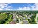An aerial view showcasing a residential community surrounded by green landscapes and trees at 1055 Bluegrass Dr, Groveland, FL 34736