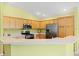 Kitchen boasts stainless steel appliances, countertop bar seating and plenty of cabinet storage at 1509 Trenton Ln, The Villages, FL 32162