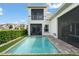 Backyard with a refreshing pool, lush greenery, and a screened lanai offering a private oasis at 16030 Vetta Dr, Bella Collina, FL 34756