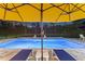 Enjoy evenings under the stars by this lit pool, surrounded by lounge seating and a screened-in patio at 1702 Hidden Palms Dr, Davenport, FL 33897