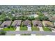 Overhead neighborhood shot showcasing the community's houses, landscaping, and pool at 2369 Unity Ter, The Villages, FL 32162