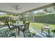 Charming screened patio with dining set, offering serene views of the well-maintained backyard at 2369 Unity Ter, The Villages, FL 32162