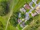 Bird's eye view of well-maintained homes nestled in lush greenery alongside a golf course in a quiet community at 26338 Glen Eagle, Leesburg, FL 34748