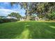 Spacious backyard with lush lawn and mature trees, perfect for outdoor activities at 30523 Orange Dr, Leesburg, FL 34748