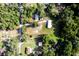 Aerial view of a home and its detached garage nestled among trees, with a pool in the lower right corner at 3359 County Road 513, Wildwood, FL 34785
