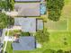 Aerial view of neighborhood homes with backyard pools surrounded by lush greenery and manicured lawns at 4445 Blue Major Dr, Windermere, FL 34786