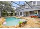 A beautiful view of the screened-in pool and backyard, featuring a spa and outdoor seating at 4445 Blue Major Dr, Windermere, FL 34786