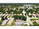 Wide aerial shot showcases a neighborhood with lush greenery, serene lake, and golf course views at 4521 Eaglewood Dr, Leesburg, FL 34748
