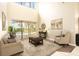 Inviting living room with a vaulted ceiling, plush furniture, contemporary decor, and sliding glass doors to lanai at 4548 Barrister Dr, Clermont, FL 34711