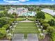 Aerial view of bocce ball court and the community clubhouse at 1990 Wallingford Loop, Mount Dora, FL 32757