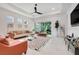 Bright living room with modern furnishings, white walls, large windows, and stylish decor at 1990 Wallingford Loop, Mount Dora, FL 32757