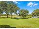 Scenic backyard view featuring lush green grass, trees, and a tranquil pond at 5620 Illumination Ln, Leesburg, FL 34748