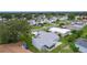 Wide aerial view of a residential neighborhood with well-maintained lawns, mature trees, and varied home styles at 1225 Zapata Pl, The Villages, FL 32159
