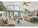Living room with vaulted ceilings, large windows with water view, and comfortable seating at 168 Pond Rd, Mount Dora, FL 32757