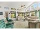 Bright living room with vaulted ceilings and large windows offering scenic views at 168 Pond Rd, Mount Dora, FL 32757