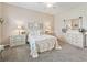 Bedroom featuring carpet, a king-size bed, matching dressers, and lamps, creating a cozy ambiance at 17599 Se 121St Cir, Summerfield, FL 34491