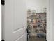 Well-organized pantry with wire shelving and a variety of canned goods, jars, and other kitchen staples at 2136 Lula Rd, Minneola, FL 34715